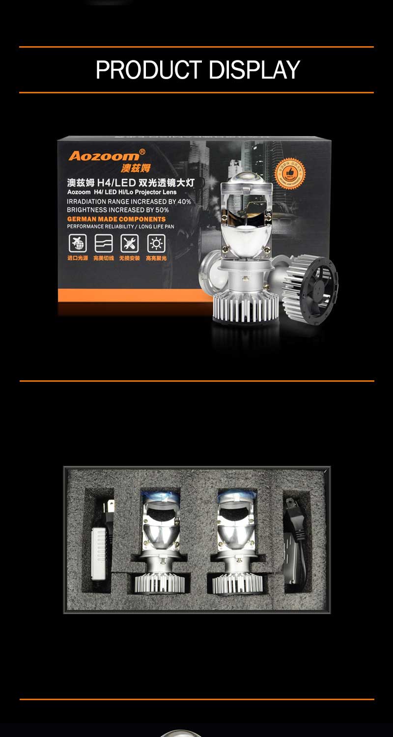 3 11 - Aozoom H4 LED Hi-Lo Mini Projector Headlight Lens | 45 Watt 4200 Lumens