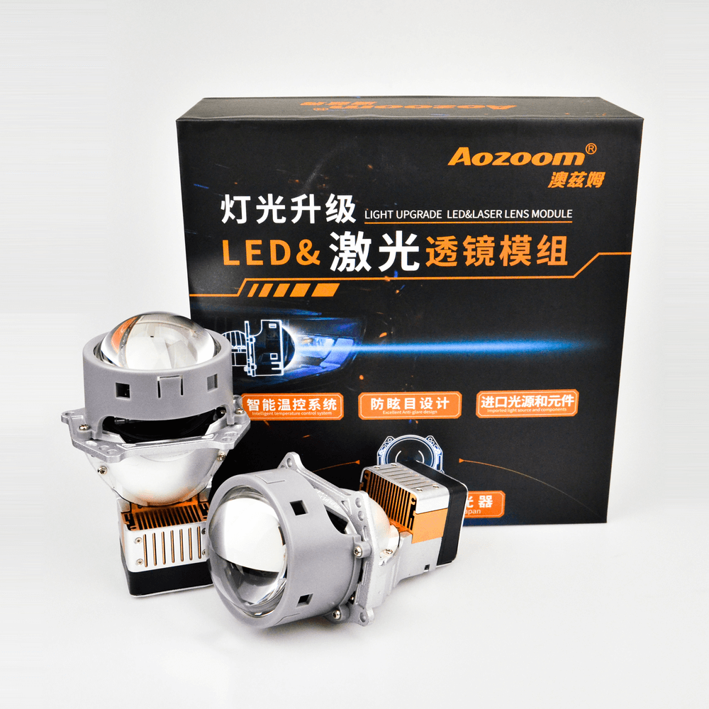 Aozoom 3-Inch Laser (High Beam) & Bi-Led (Low Beam) Projector Headlight Lens