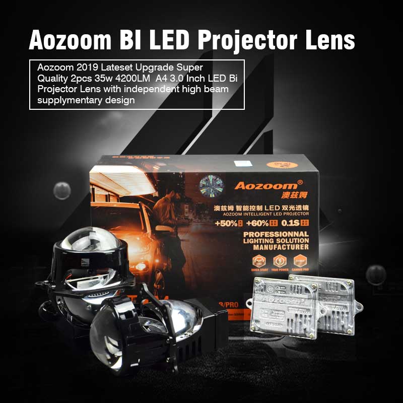 Aozoom A4 3-Inch Bi-Led Projector Headlight Lens | 35 Watt 4200 Lumens