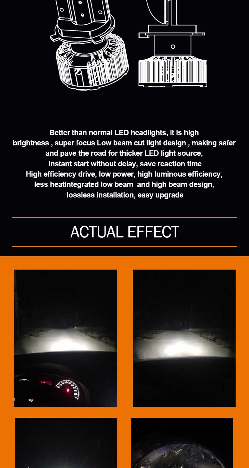 5 9 - Aozoom H4 LED Hi-Lo Mini Projector Headlight Lens | 45 Watt 4200 Lumens
